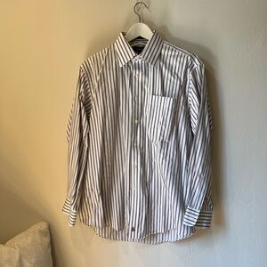 Nordstrom White and Black Striped Button Down Shirt